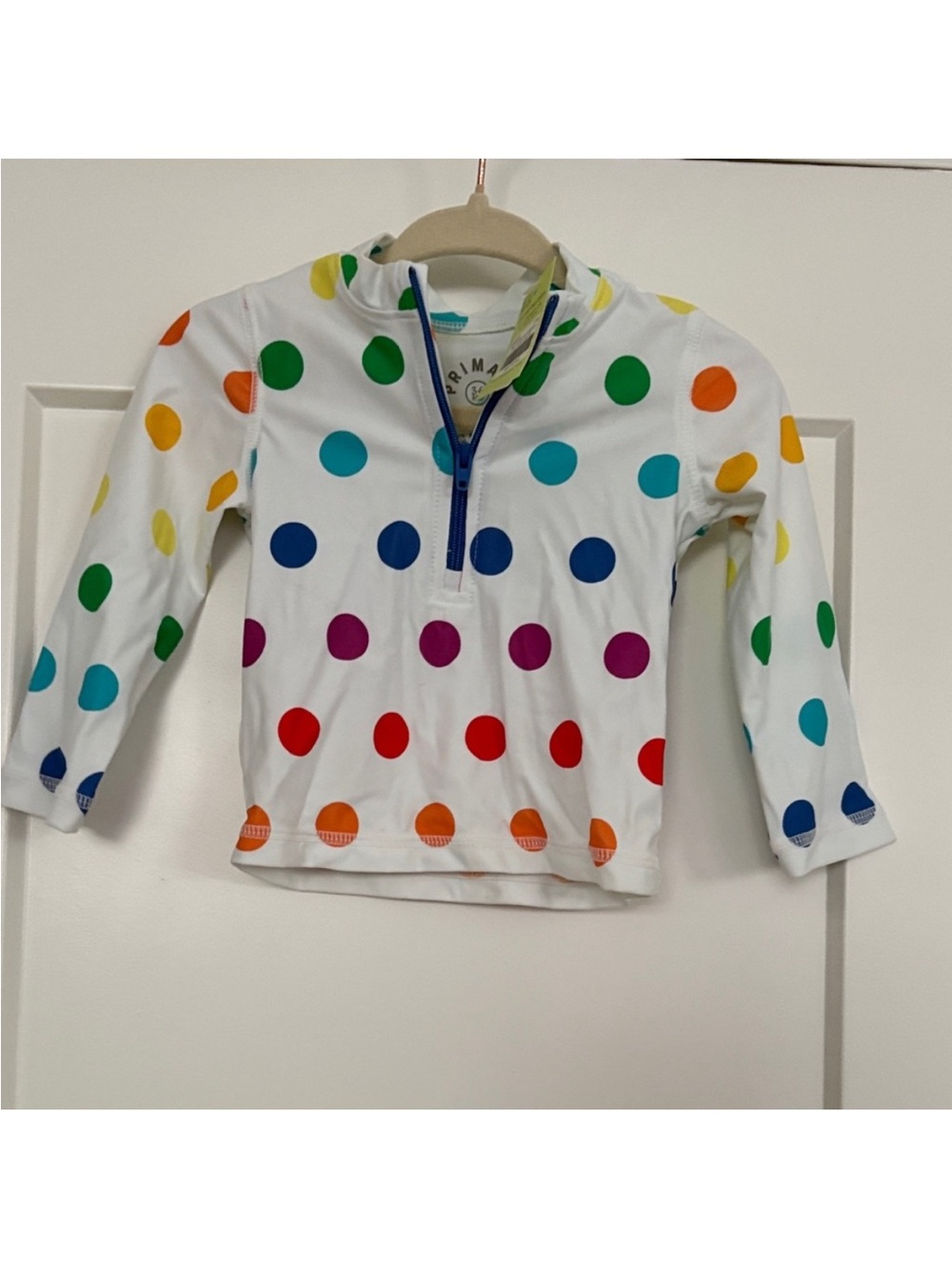 Baby Rainbow Polka Dot Quarter-Zip Rashgaurd 3-6 Months Gender Neutral